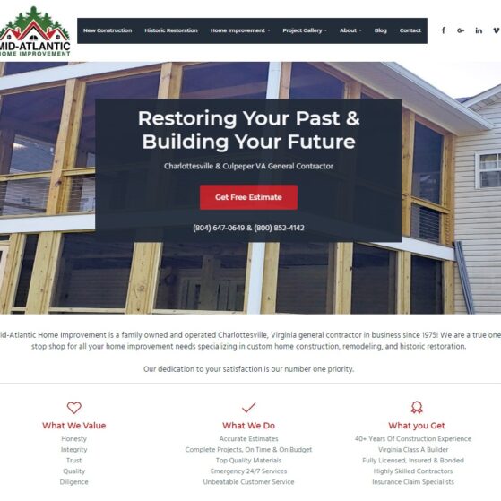 Mid-Atlantic Home Improvement Website Redesign