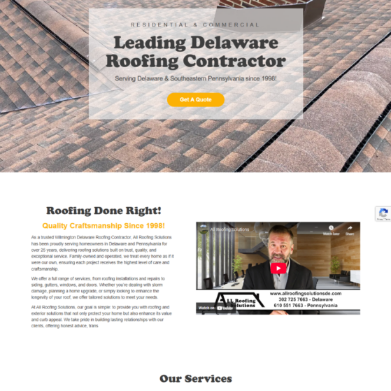 All Roofing Solutions WordPress Website Redesign